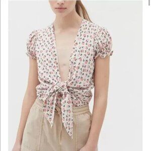 Capulet Polly Plunging Floral Dot Thong Bodysuit Women's Size Medium